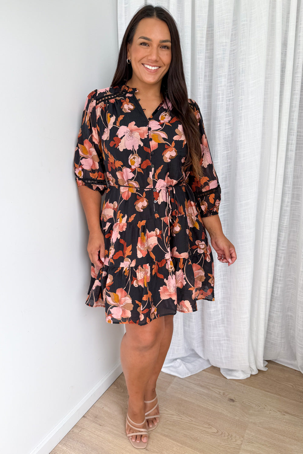 Estala Dress - Black Blush Floral