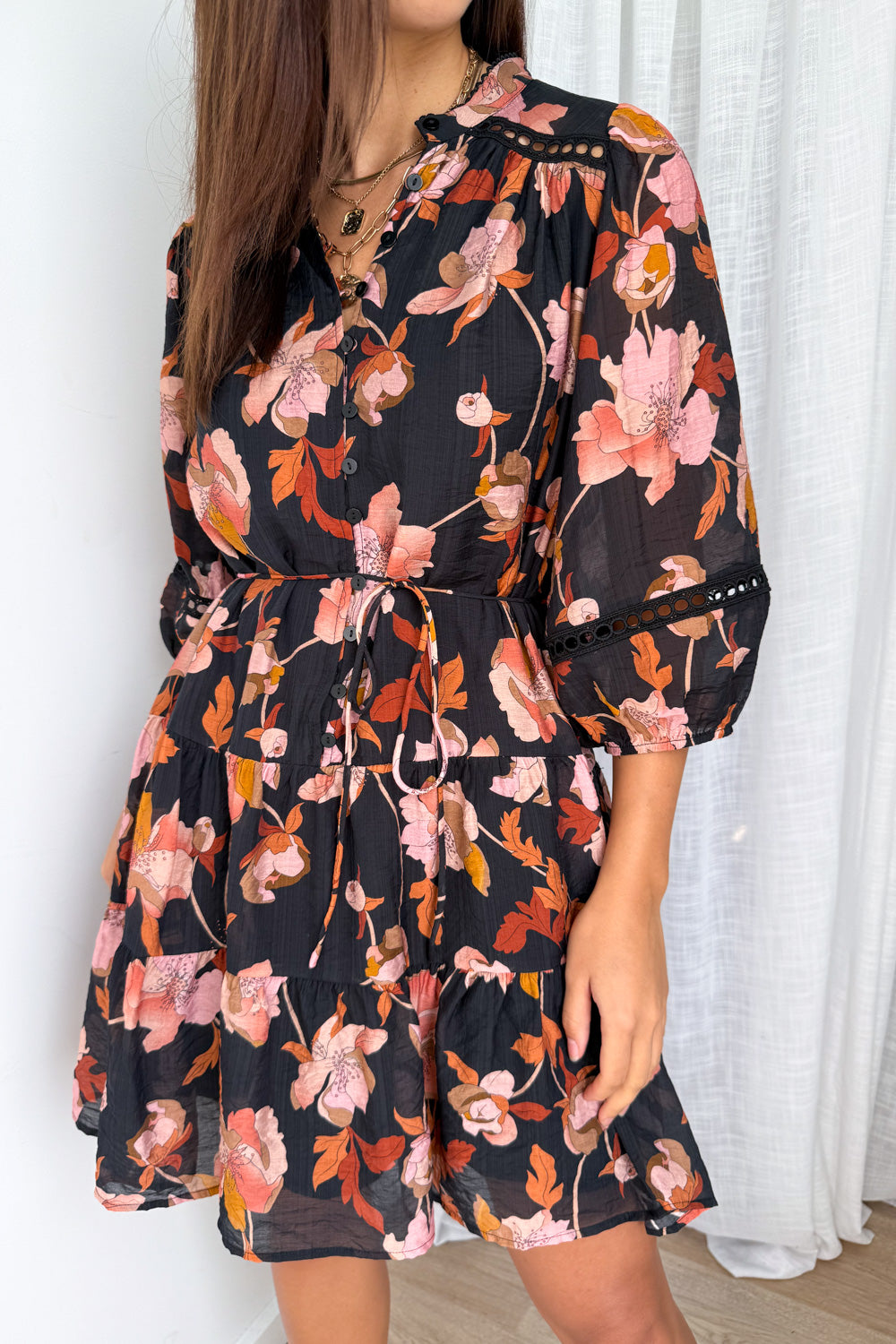 Estala Dress - Black Blush Floral