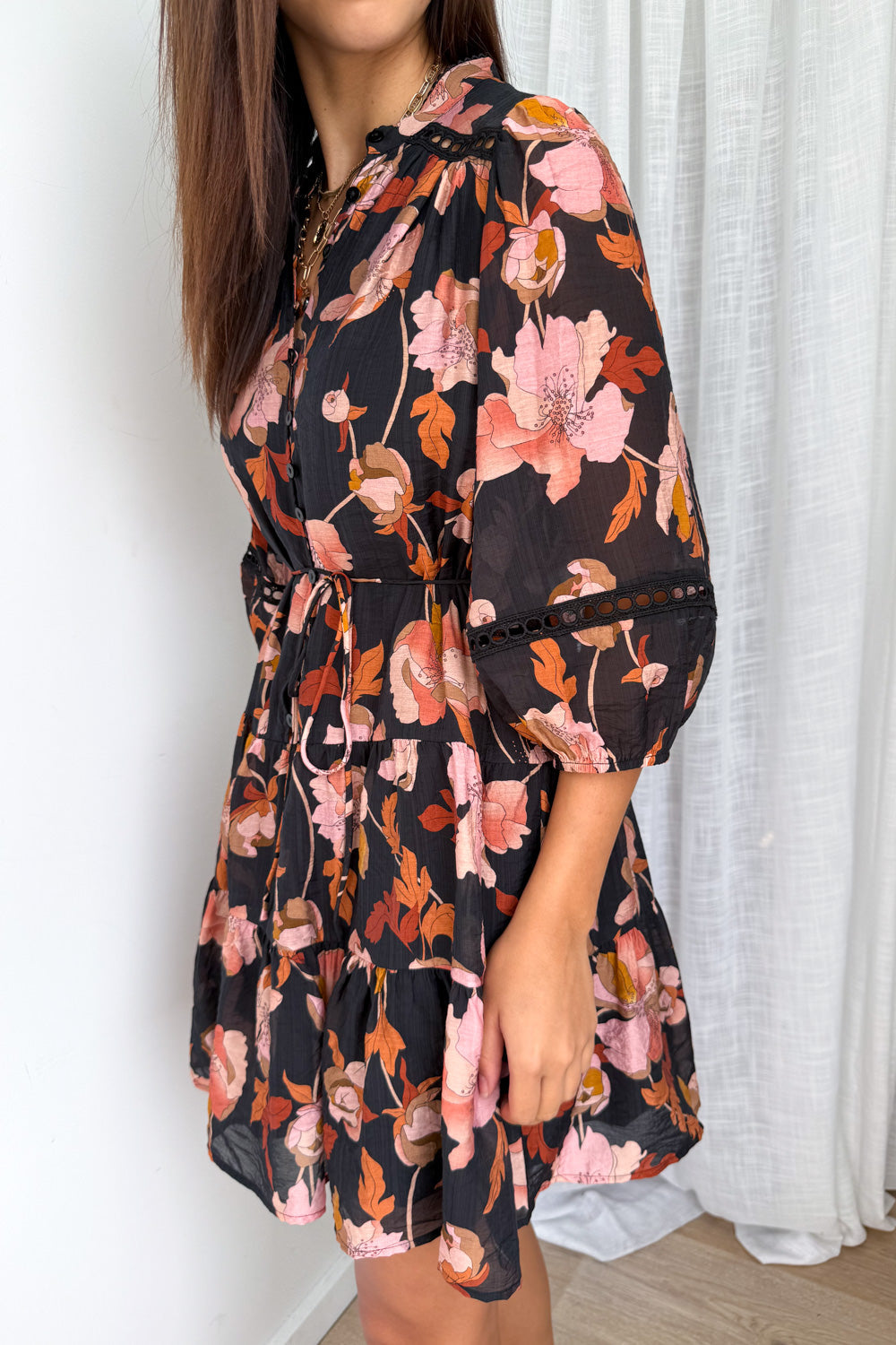Estala Dress - Black Blush Floral