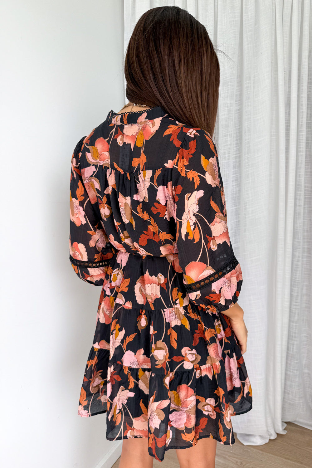 Estala Dress - Black Blush Floral
