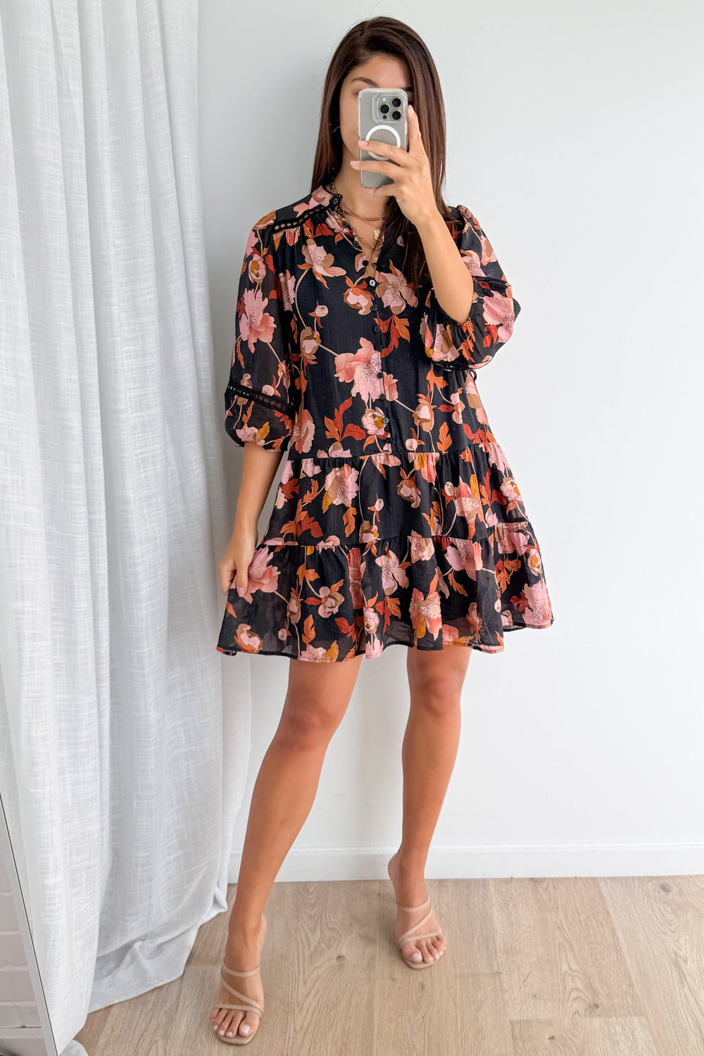 Estala Dress - Black Blush Floral