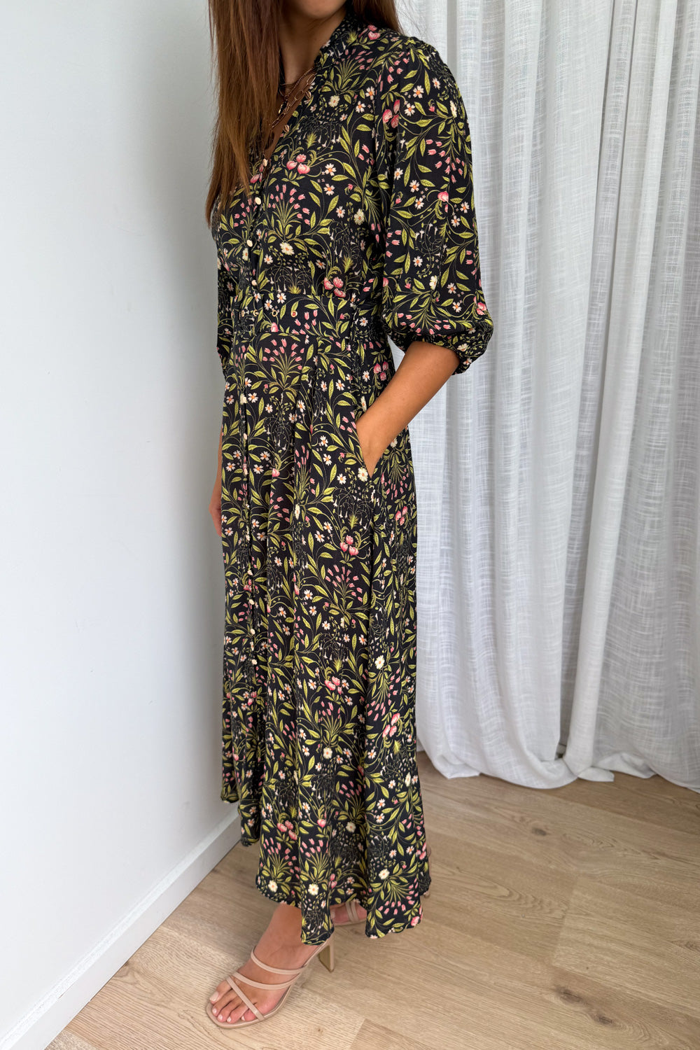 Marisa Maxi Dress - Black Floral